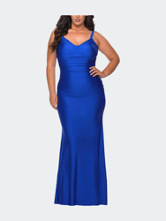 Long Ruched Plus Size Jersey Dress