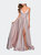 Long Satin Dress with Side Slit and V Shaped Back - Mauve