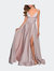 Long Satin Dress with Side Slit and V Shaped Back - Mauve