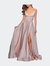 Long Satin Dress with Side Slit and V Shaped Back - Mauve