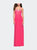 Long Satin Prom Dress With Sparkling Trim And Stones - Flamingo Pink