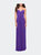 Long Satin Prom Dress With Sparkling Trim And Stones - Royal Purple
