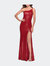 Long Sequin Off The Shoulder Prom Dress With Slit - Red