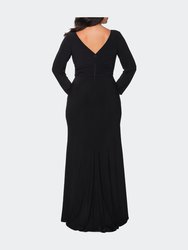 Long Sleeve Curvy Prom Dress With Ruching