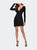 Long Sleeve Jersey Homecoming Dress With Open Back - Black