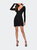Long Sleeve Jersey Homecoming Dress With Open Back - Black