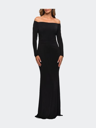 La Femme Long Sleeve Off The Shoulder Jersey Evening Gown product
