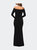 Long Sleeve Off The Shoulder Jersey Evening Gown