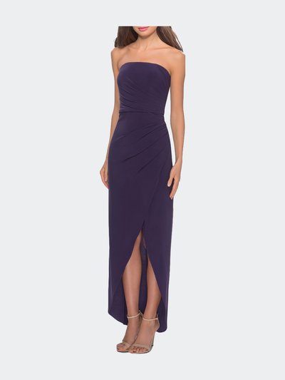 La Femme Long Strapless Jersey Dress With Side Ruching product
