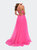 Long Tulle A-line Gown with Side Slit and Pockets