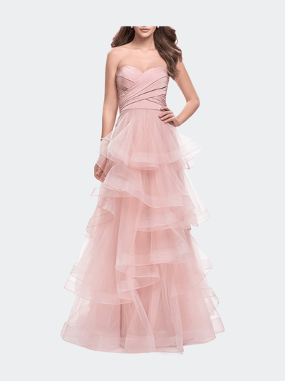 La Femme Long Tulle Gown With Sweetheart Neckline product