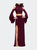 Long Two Piece Dress With Cold Shoulders And Bell Sleeves - Wine
