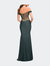 Luxe Off the Shoulder Gown with Mesh Side and Back Panels