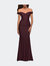 Luxe Off the Shoulder Gown with Mesh Side and Back Panels - Dark Wine
