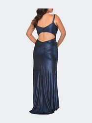 Metallic Plus Size Dress With Cut Out Open Back
