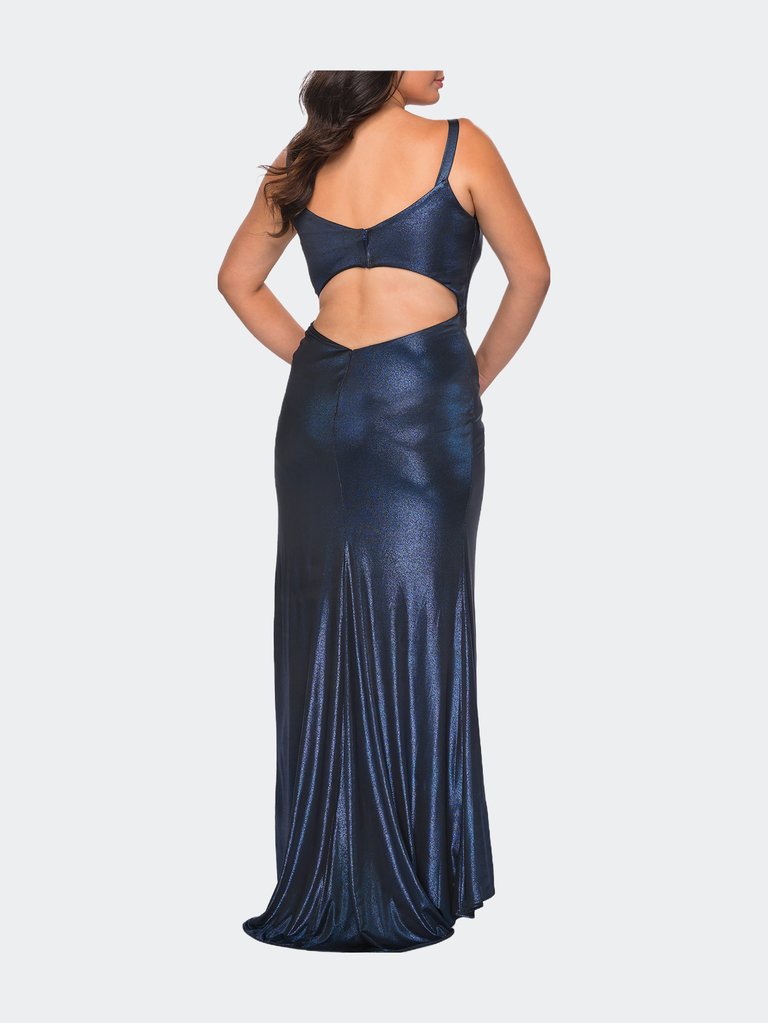 Metallic Plus Size Dress With Cut Out Open Back