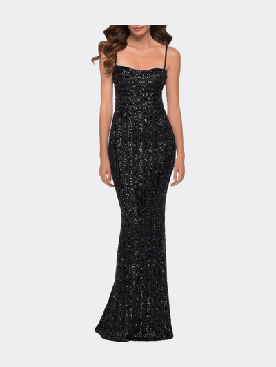La Femme Modern Gown with Thick Line Sequin Fabric product