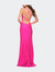 Neon Prom Gown with Rhinestone Fabric and Deep V