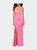 Neon Sequin Prom Dress with Square Neckline - Neon Pink