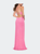 Neon Sequin Prom Dress with Square Neckline
