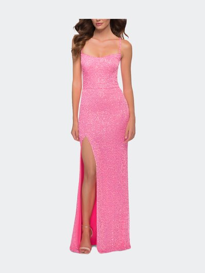 La Femme Neon Sequin Prom Dress with Square Neckline product