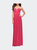 Net Jersey Dress With Gathered Bodice And V Neckline - Raspberry
