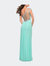 Net Jersey Prom Dress with Criss Cross Ruched Bodice