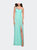 Net Jersey Prom Dress with Criss Cross Ruched Bodice - Light Mint