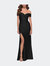 Off the Shoulder Chic Jersey Gown with Ruching - Black