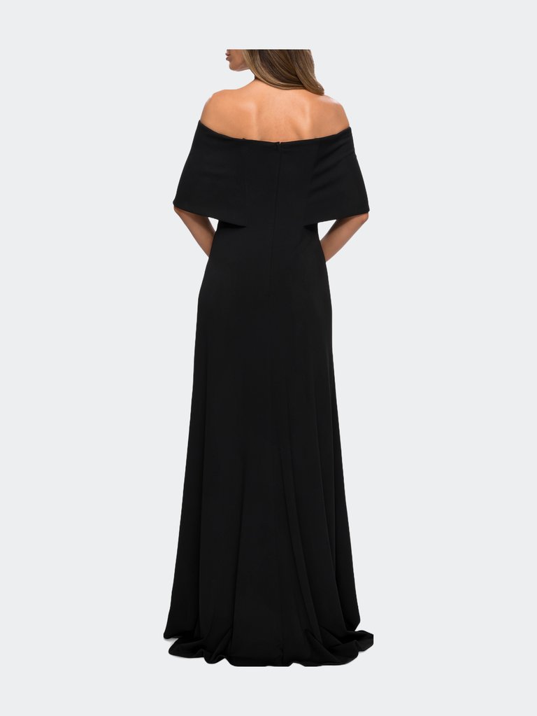 Off the Shoulder Jersey Gown with Column Skirt