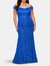 Off the Shoulder Lace Plus Dress with Defined Waist - Royal Blue