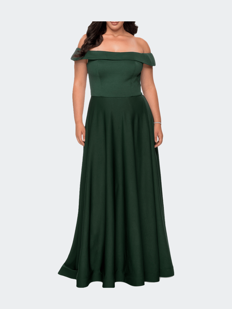 Off The Shoulder Plus Size Dress With Leg Slit