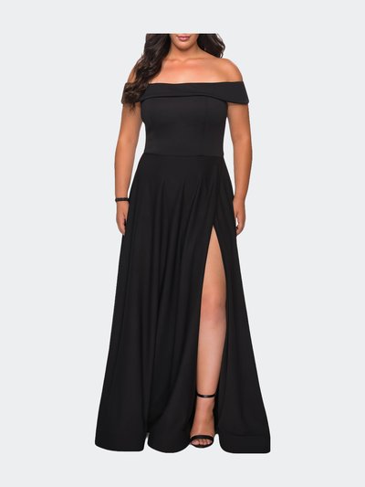 La Femme Off The Shoulder Plus Size Dress With Leg Slit product