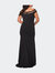 Off The Shoulder Plus Size Gown with Sheer Neckline Detail