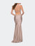 On Trend Jersey Long Dress with Ruching on Bodice