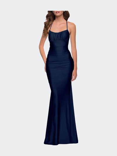 La Femme On Trend Jersey Long Dress with Ruching on Bodice product