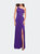 One Shoulder Jersey Gown with Slit and Open Back - Majestic Purple