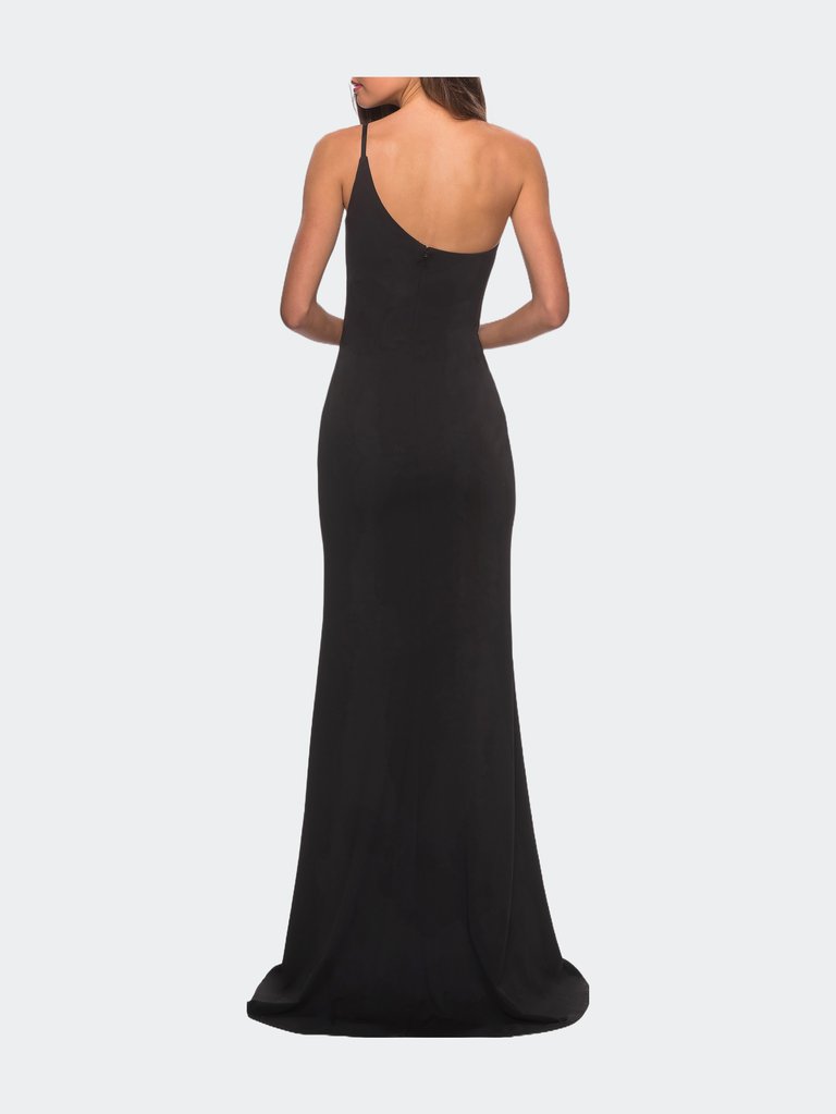 One Shoulder Long Jersey Homecoming Dress