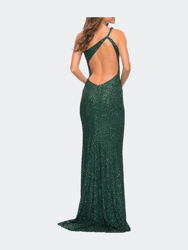 One Shoulder Luxurious Soft Sequin Dress with Slit