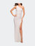 One Shoulder Luxurious Soft Sequin Dress with Slit - White