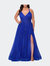 Plus Size A-line Tulle Dress with Floral Detailing - Royal Blue