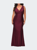 Plus Size Jersey Dress with Faux Wrap Bodice - Dark Berry