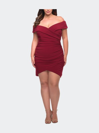 La Femme Plus Size Short Jersey Off the Shoulder Dress product
