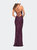 Print Sequin Gown In Jewel Tones With V Neckline