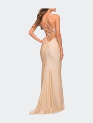 Prom Dress With Beautiful Lace Bodice And Jersey Skirt