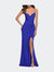 Ruched Jersey Gown With Intricate Lace Up Back - Royal Blue