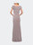 Ruched Jersey Long Gown with V-Neckline