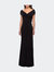 Ruched Jersey Long Gown with V-Neckline