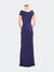 Ruched Jersey Long Gown with V-Neckline