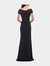 Ruched Jersey Long Gown with V-Neckline